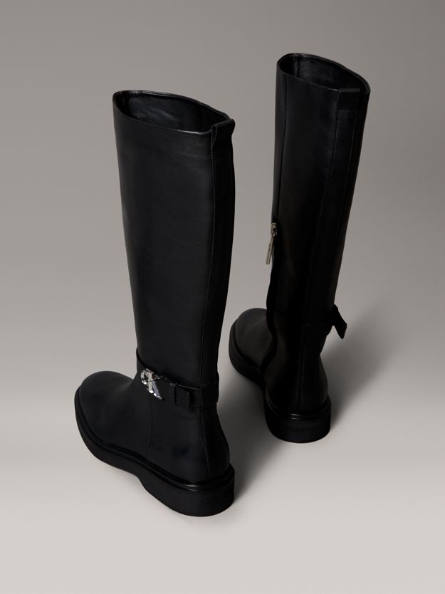 Leather Signature Logo Knee Boots
