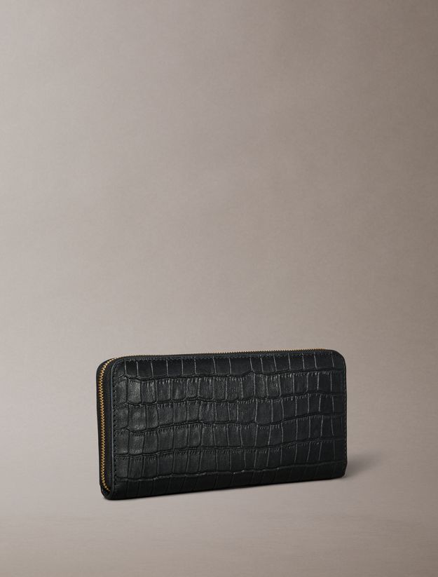 Leather Croc-Effect RFID Zip-Around Wallet