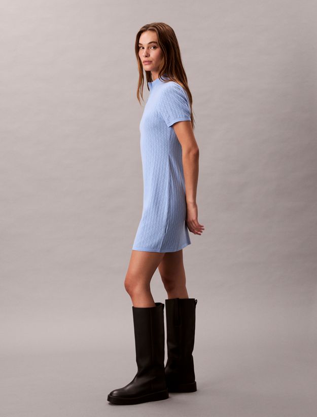 Logo Jacquard Zip Neck Dress