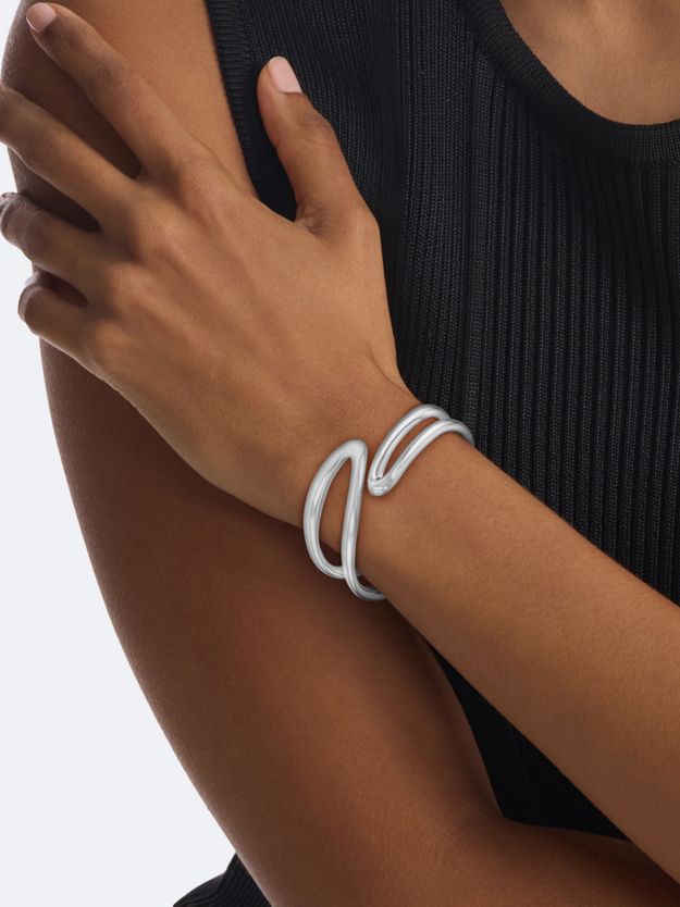 Stainless Steel Sculpted Cuff Bangle