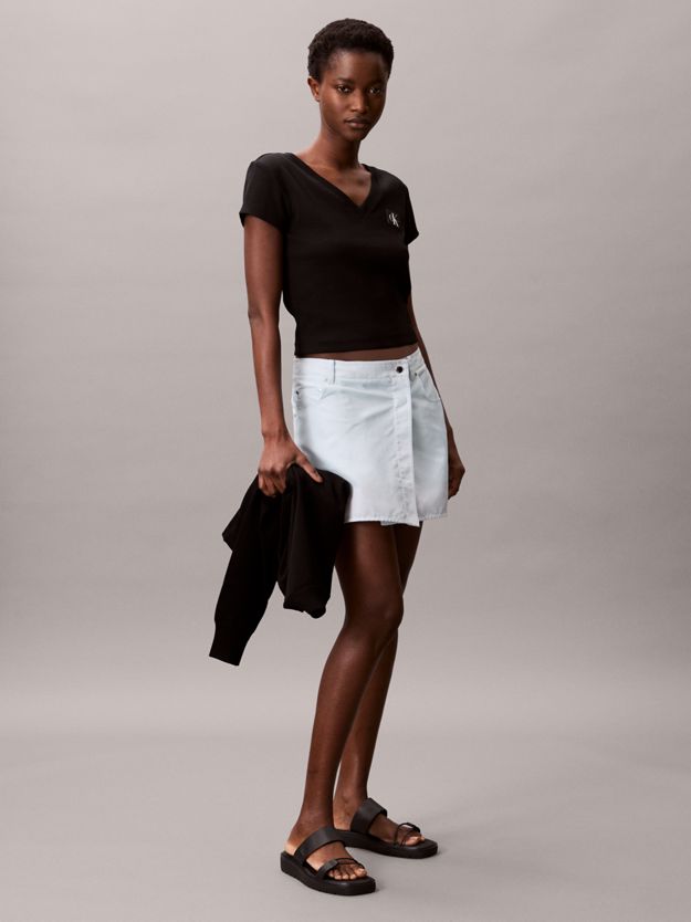 Ribbed Cotton V-Neck T-shirt