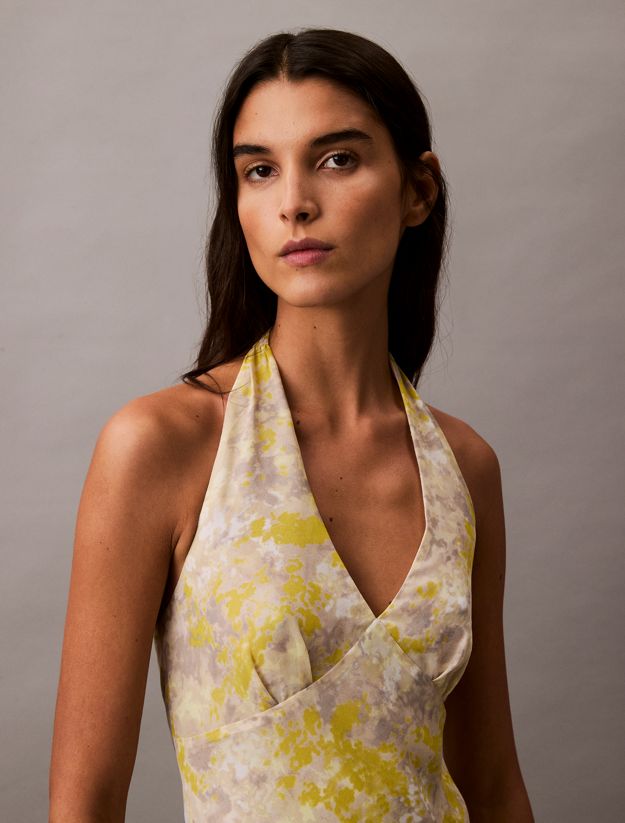 Printed Georgette Halter Neck Dress