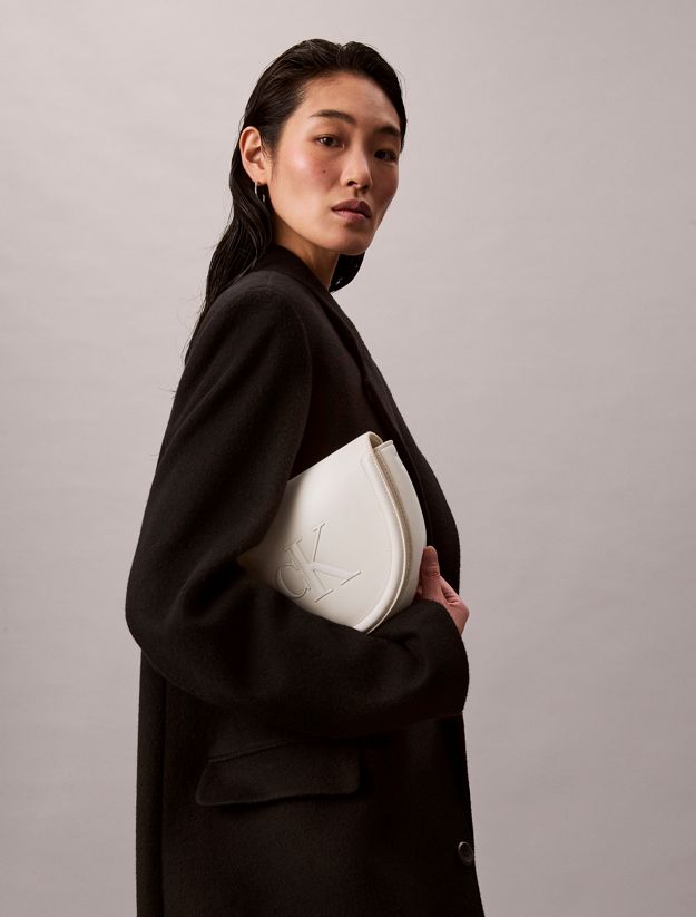 Embossed Monogram Logo Saddle Bag