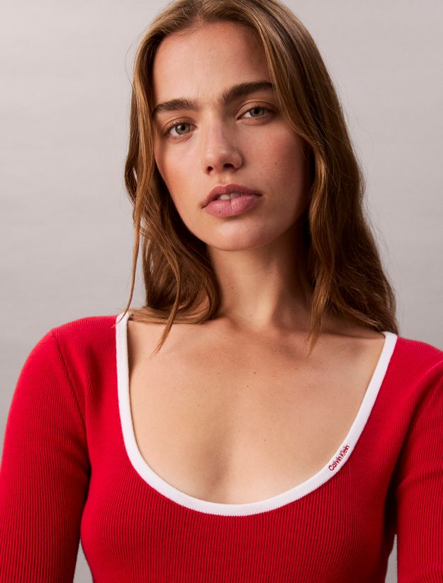 Cotton Blend Classic Scoopneck Sweater