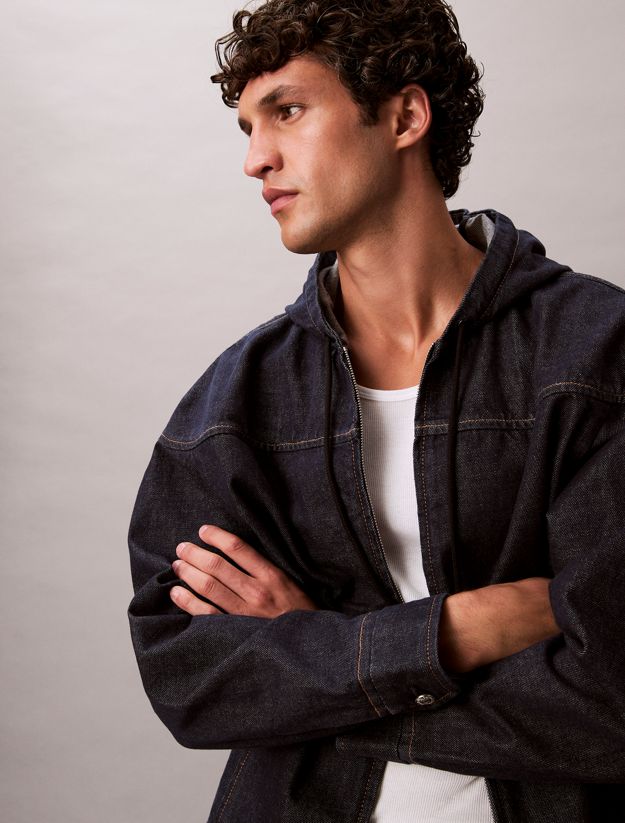 Denim Zip Relaxed Hoodie