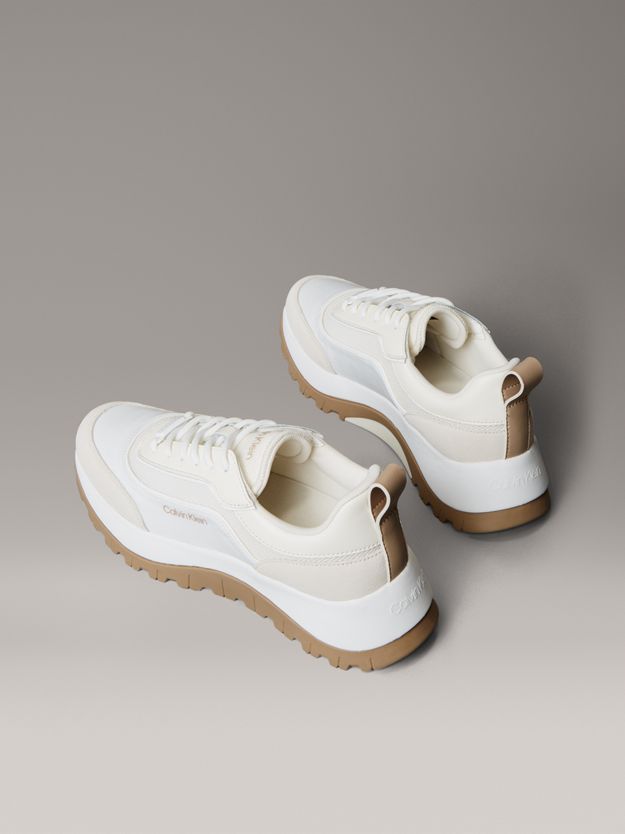 Leather and Mesh Mixed Material Trainers