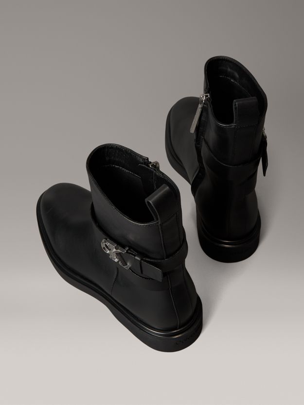 Leather Signature Logo Ankle Boots