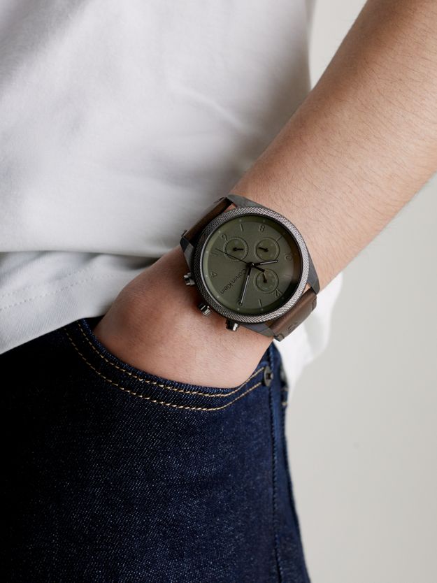 Multifunction Leather Strap Watch