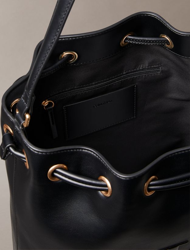 Embossed Monogram Logo Bucket Bag