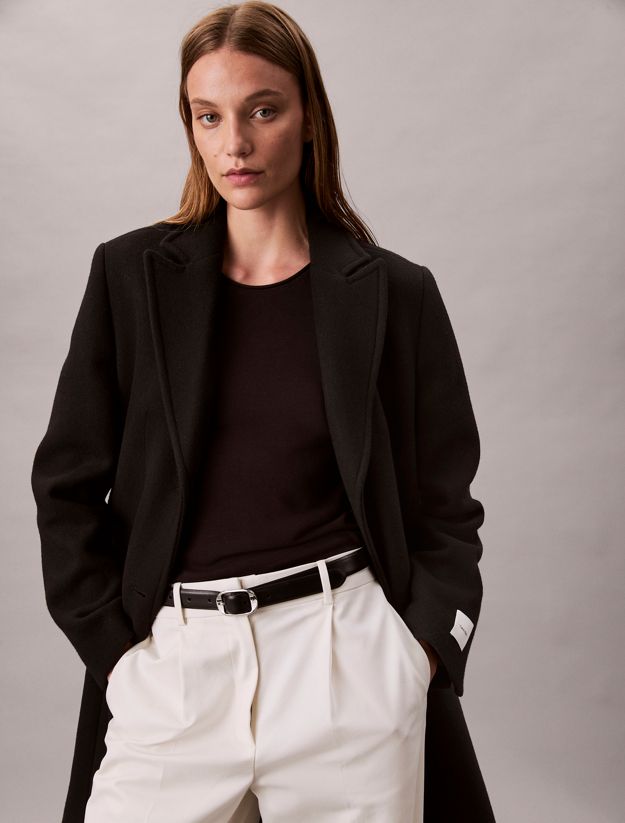 Wool Blend Tailored Coat