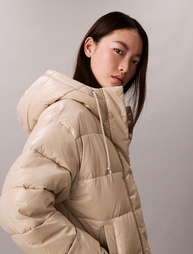 High Shine Hooded Puffer Jacket