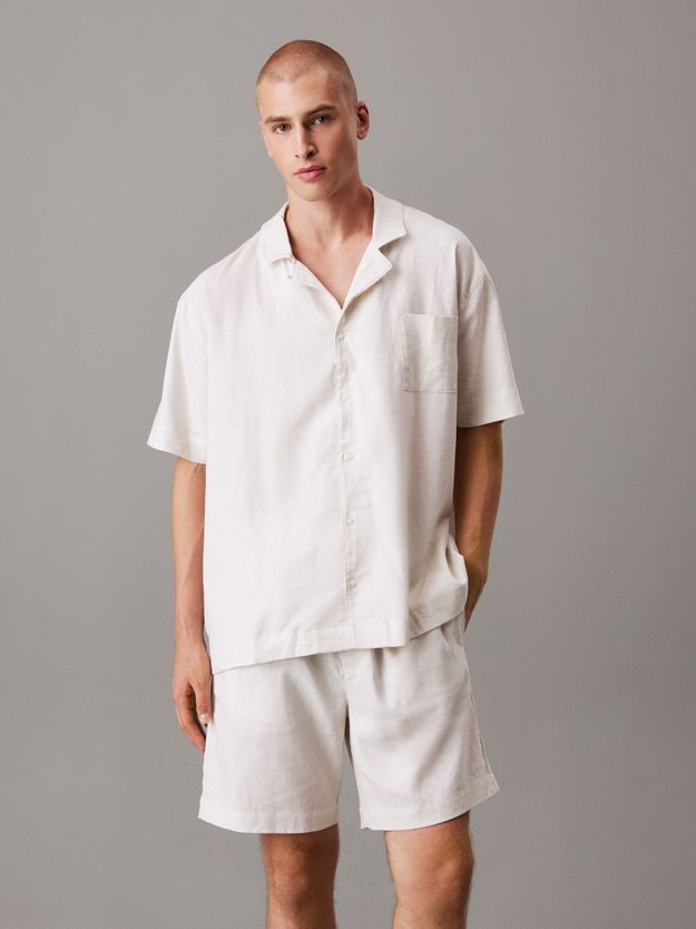 Linen Blend Pyjama Top