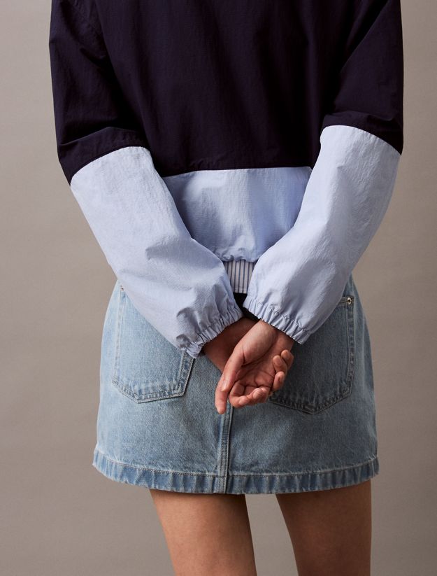 Cropped Colour Block Nylon Jacket