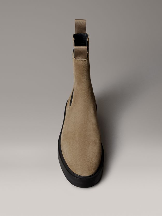 Suede Stacked Heel Chelsea Boots