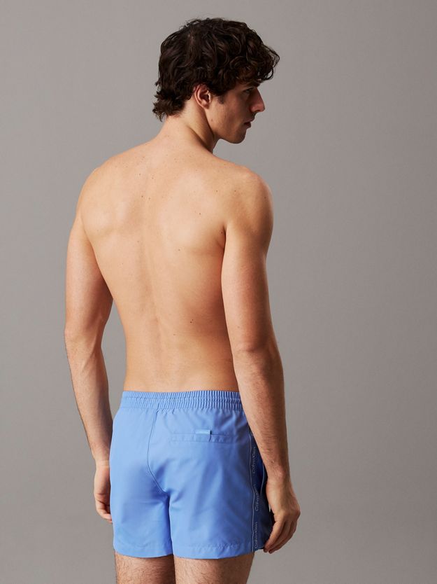 Short Drawstring Swim Shorts - Logo Tape