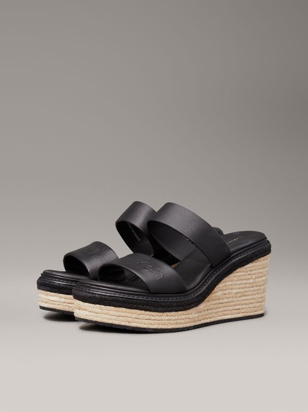 Leather Espadrille Wedge Sandals