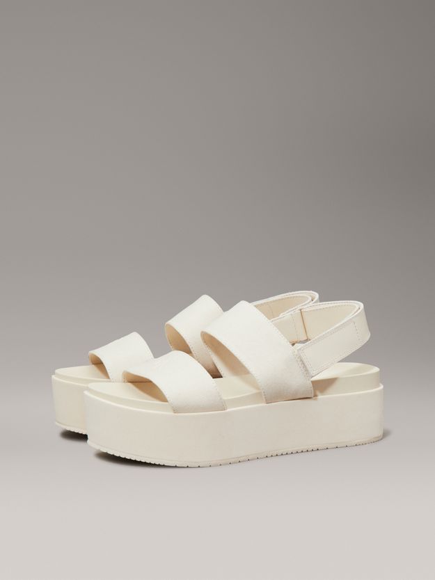 Canvas Platform Wedge Sandals
