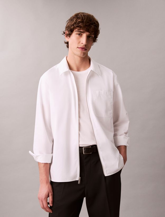 Relaxed Zip Up Poplin Overshirt