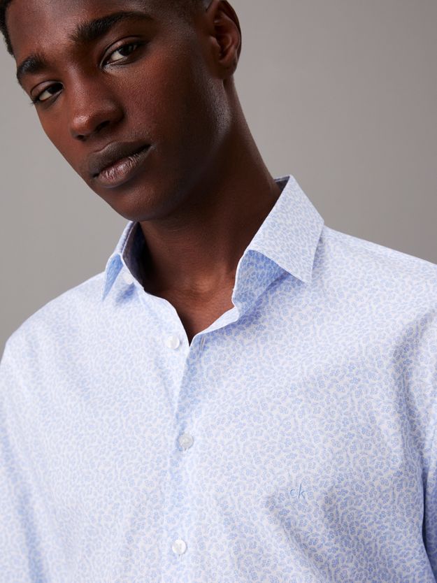 Slim Poplin Floral Dress Shirt