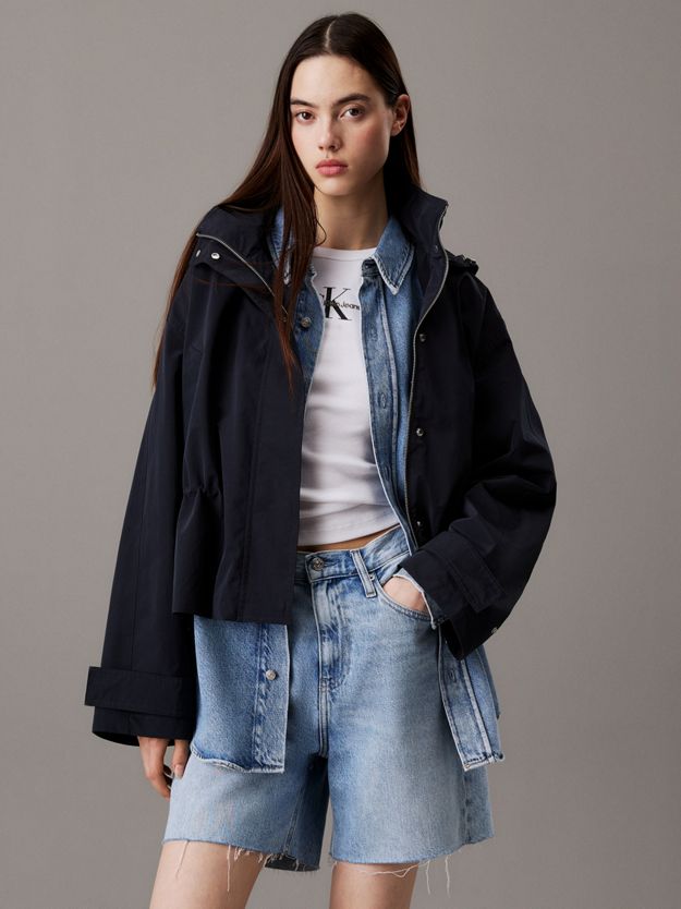 Relaxed Soft Nylon Hooded Jacket