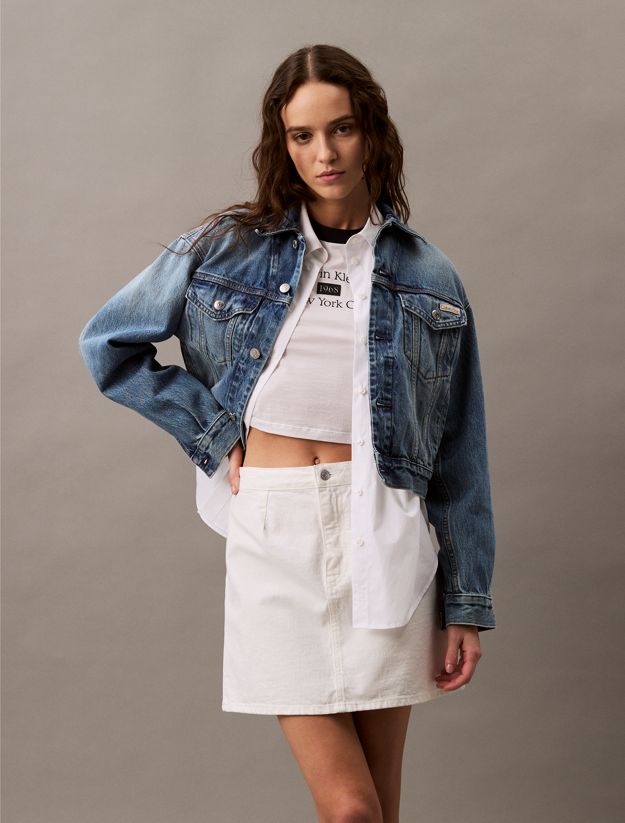 Denim A-Line Mini Skirt