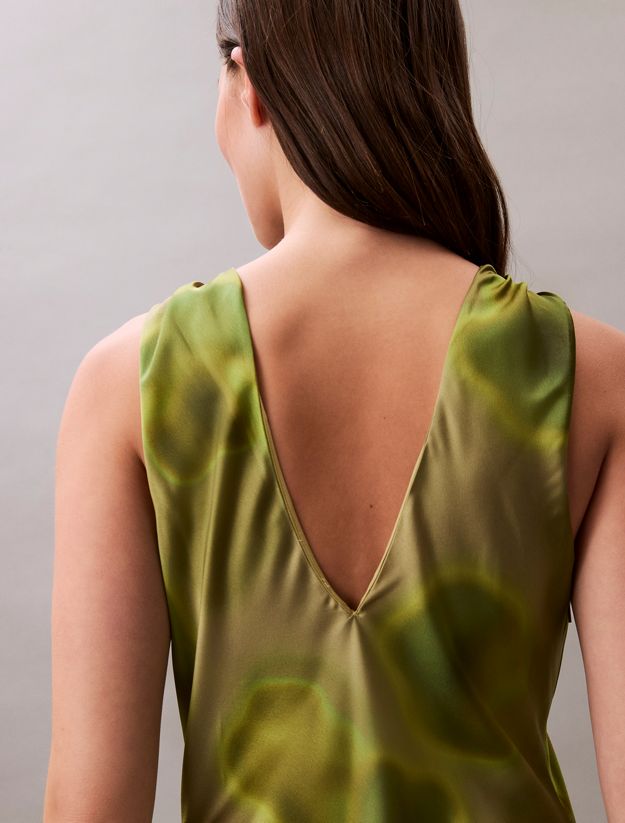 Crushed Satin Floral Midi Dress