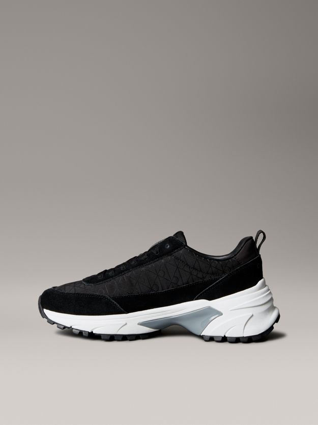 Suede and Emblem Logo Nylon Trainers