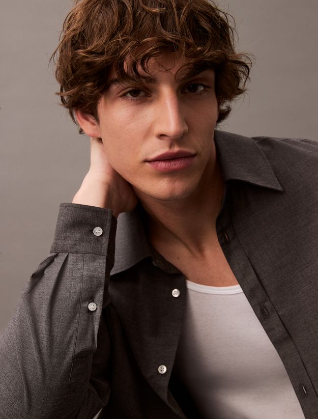 Relaxed Wool Blend Button-Down Shirt