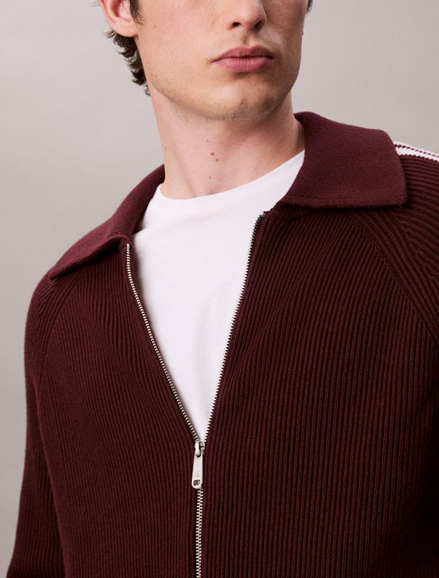 Side Stripe Zip Up Cardigan