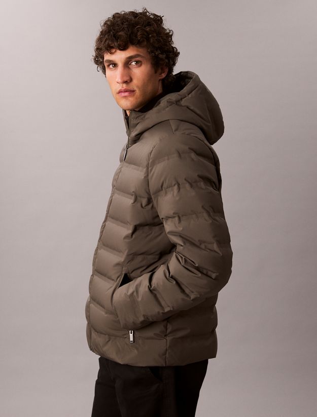 Packable Embossed Logo Quilted Puffer Jacket