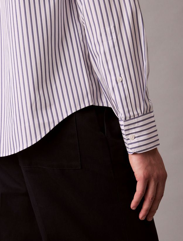 Double Stripe Cotton Relaxed Button-Down Shirt