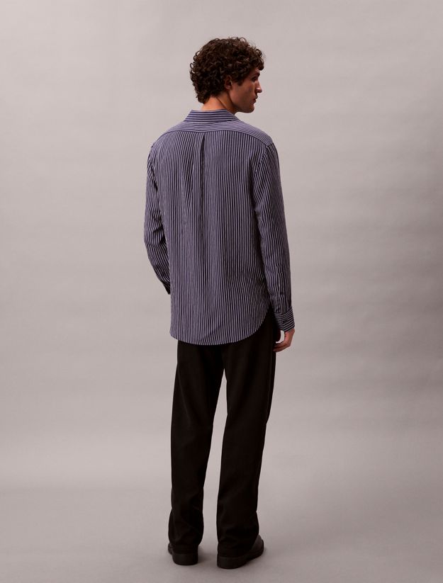 Stripe Viscose Blend Relaxed Button-Down Shirt