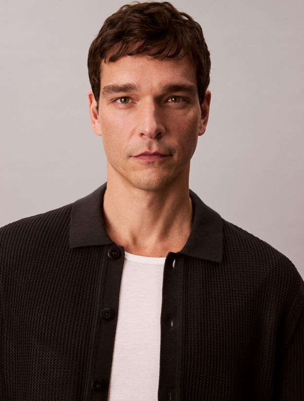 Cotton Mesh Button-Down Shirt