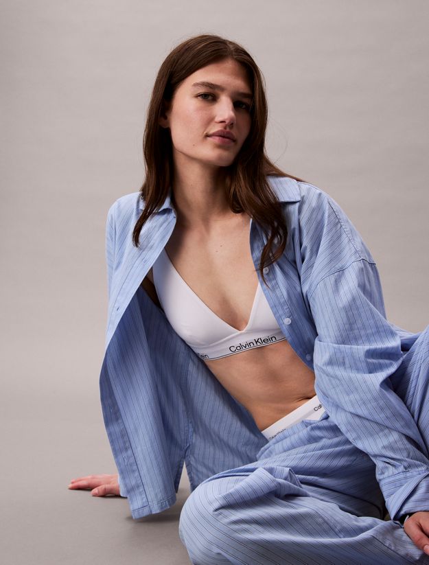 Cotton Poplin Pyjama Button-Down Shirt