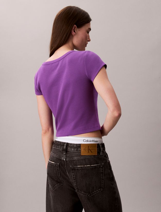 Slim Ribbed Cotton Badge T-shirt