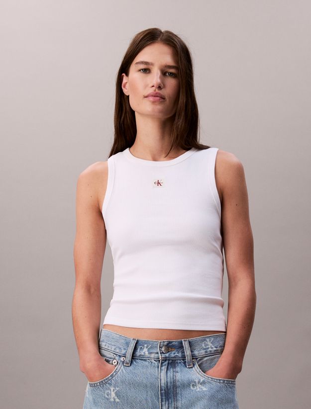 Ribbed Cotton Badge Tank Top