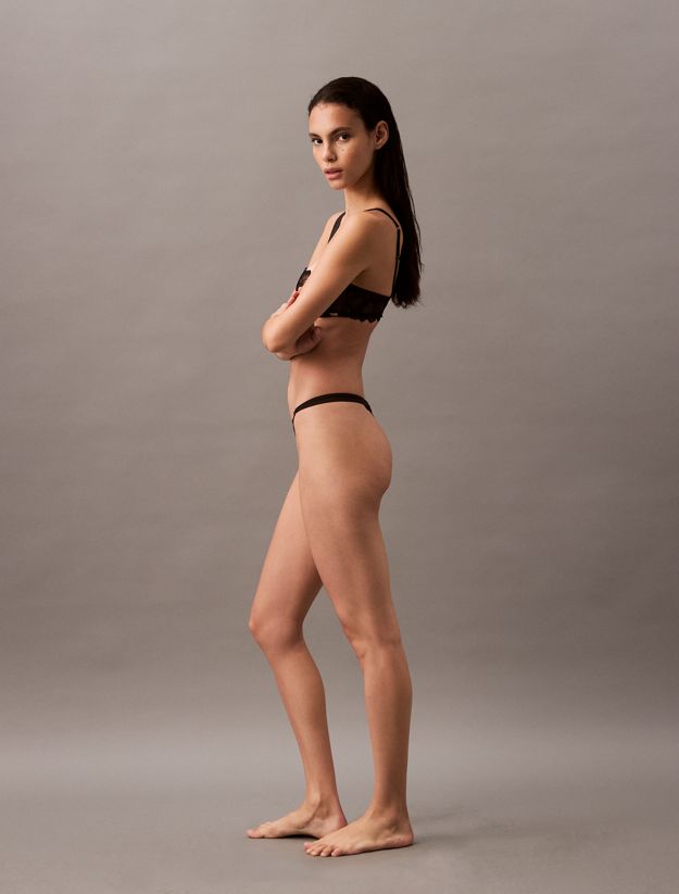 Thong - CK Black Floral Lace