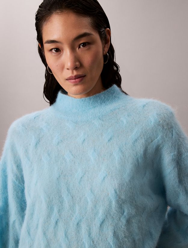 Brushed Alpaca Blend Printed Turtleneck Jumper