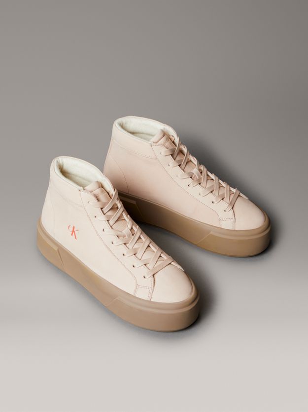 Leather Warm High-Top Platform Trainers