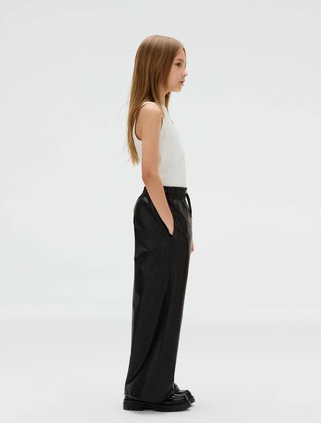 Wide Faux Leather Trousers