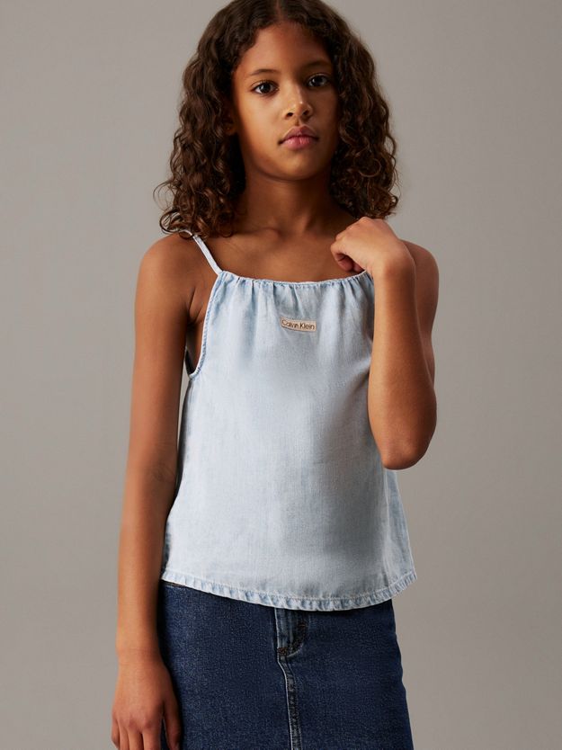 Loose Denim Strap Top