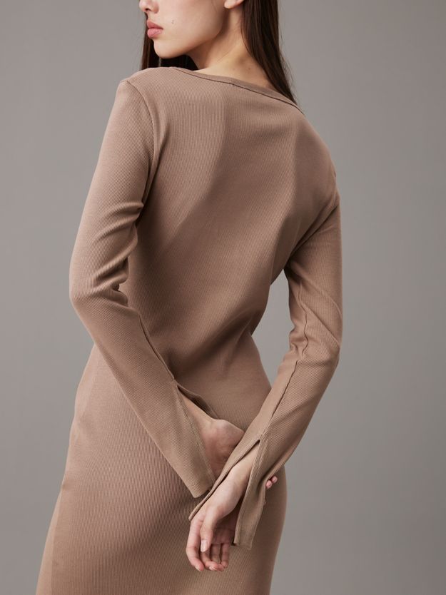 Slim Ribbed Buttoned Maxi Dress