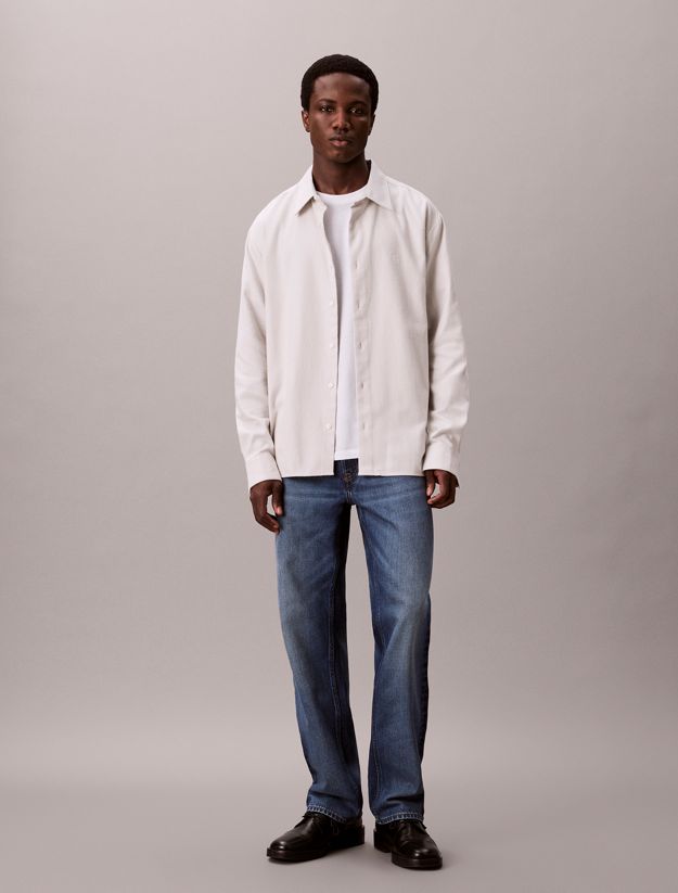 Melange Flannel Relaxed Button-Down Shirt