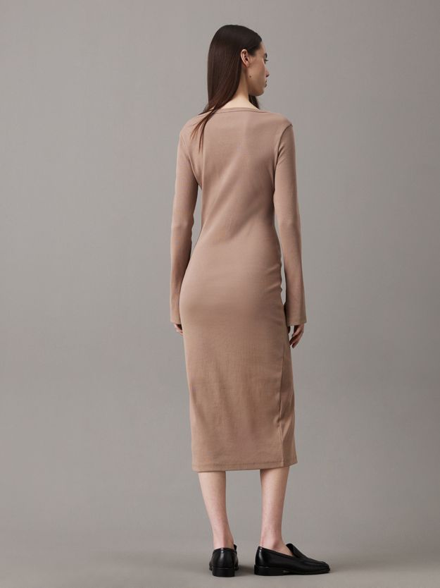 Slim Ribbed Buttoned Maxi Dress