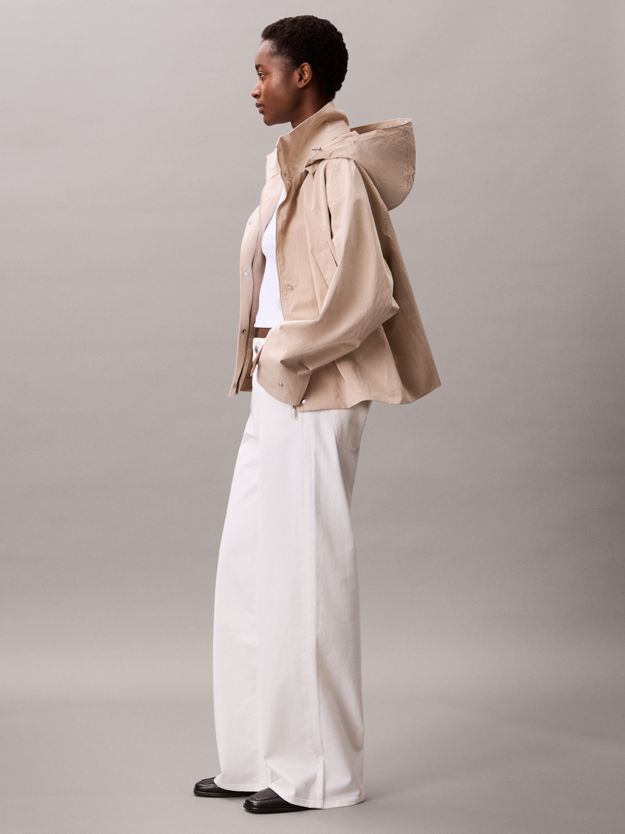 Relaxed Soft Nylon Hooded Jacket