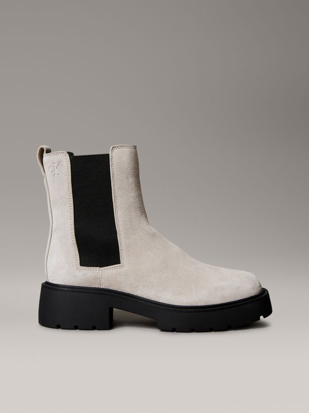 Leather Chunky Square Toe Chelsea Boots