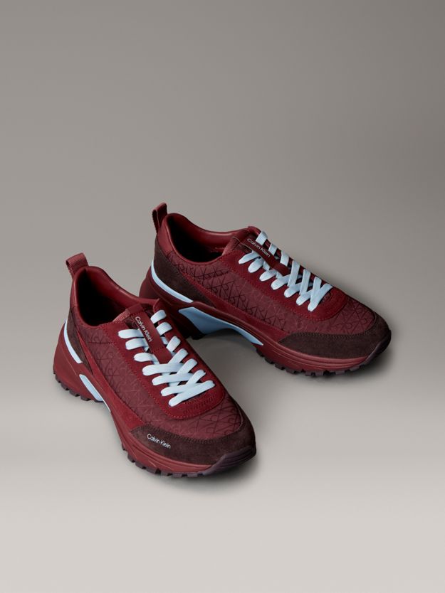 Suede and Emblem Logo Nylon Trainers