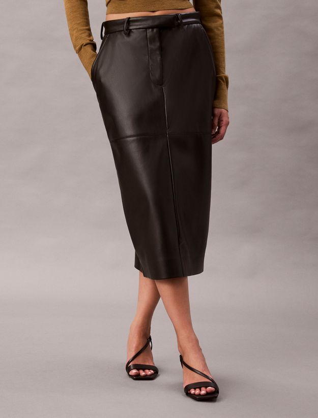 Faux Leather Midi Skirt