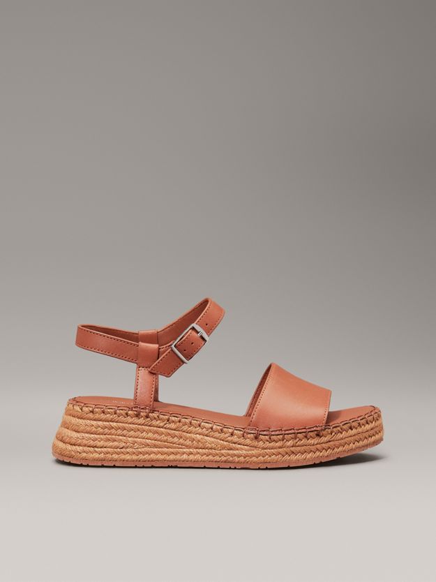 Leather Espadrille Platform Sandals