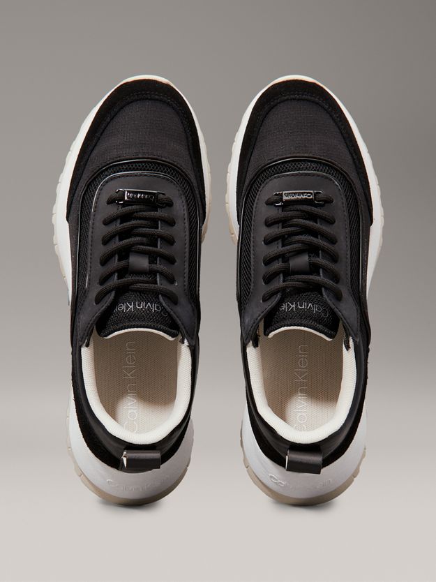 Leather and Mesh Mixed Material Trainers